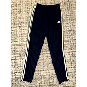Adidas Track Pants 3 Stripe Baggy Zip Ankle Navy Blue Size Large